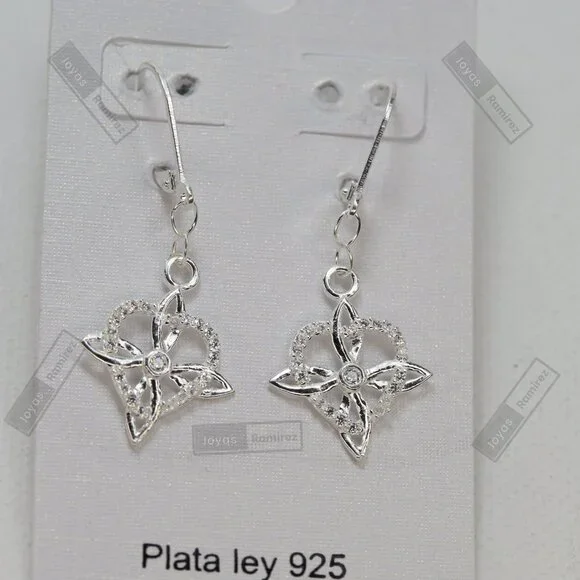 Mystic Knot & Heart Earrings in .925 Sterling Silver • Symbolic Feminine Design. - Picture 4 of 6